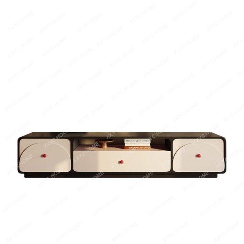 French Cream Style Living Room Light Luxury Black and White TV Stand