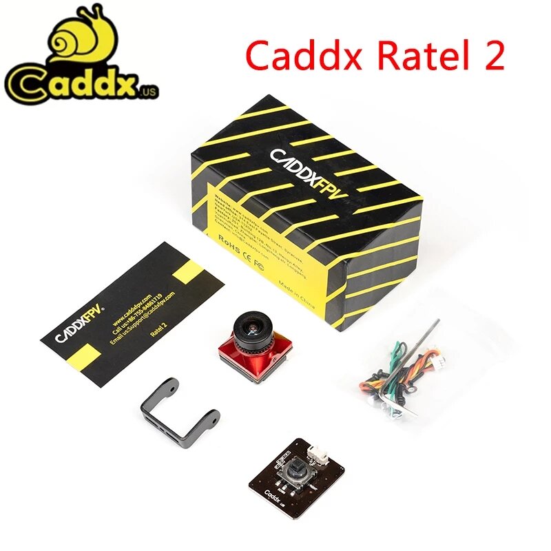 Caddx Ratel 2 Baby Ratel 2 1/1.8 Indeed Starlight, Sous TVL, 2,1mm, NTSC PAL mount 9 4:3, Commutable Super WDR FPV Micro Camera FPV Drone