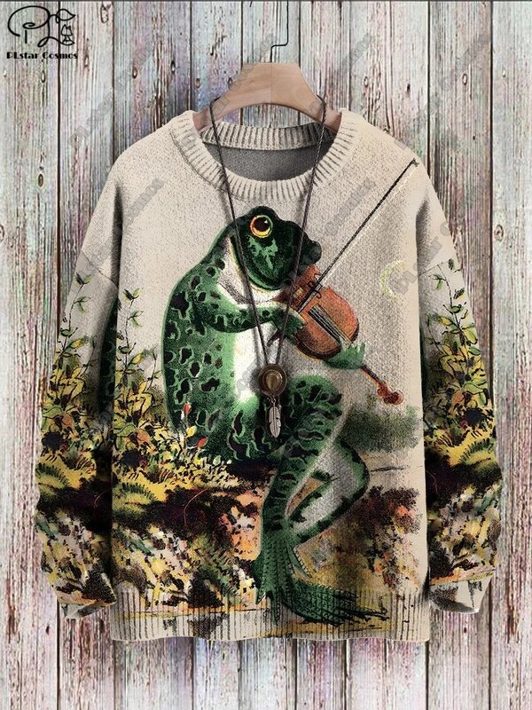 PLstar Cosmos-suéter de invierno con estampado 3D de animales, suéter feo de la serie frog, músico, calle, informal, nuevo