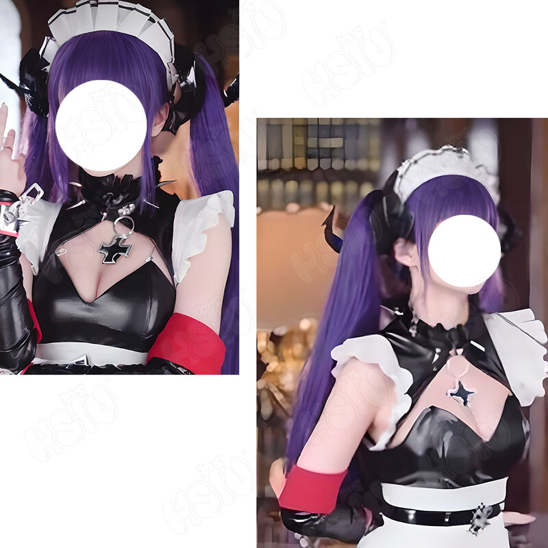 Schubert Cosplay Wig Fiber synthetic wig Game Azur Lane Cosplay「HSIU 」Purple Mixed Violet Double Ponytail Long Wig+Wig cap