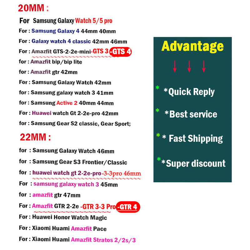 サムスンギャラクシーウォッチ用シリコンストラップ,Huawei gt 2, 3, 4, 5プロ,クラシック,アクティブ2,ギアs3,フロンティア,20mm, 22mm gt 2、2e、3バンド