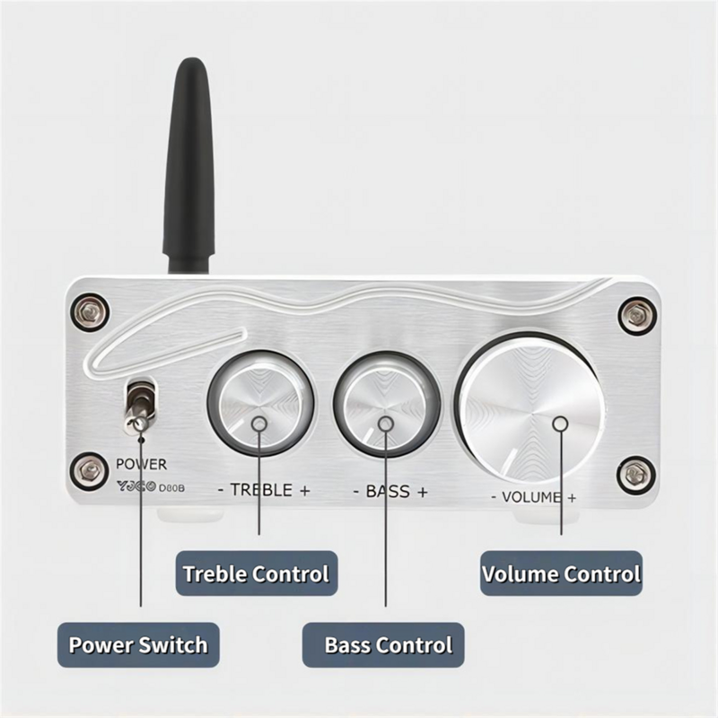 Amplificateur de puissance audio stéréo HiFi pour cinéma maison, amplificateur de karaoké, argent, Bluetooth 5.0, MA12070, 80Wx2