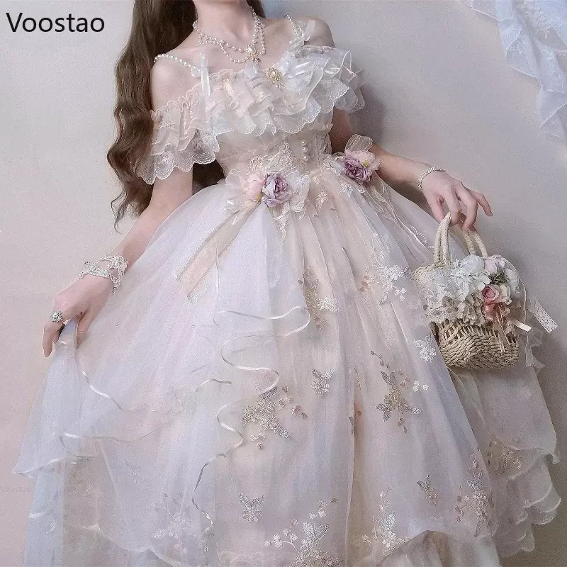 Viktoria nische Retro Lolita Jsk Kleid japanische Frauen süße Spitze Blumen stickerei Prinzessin Brautkleider Mädchen niedlichen Party Vestidos