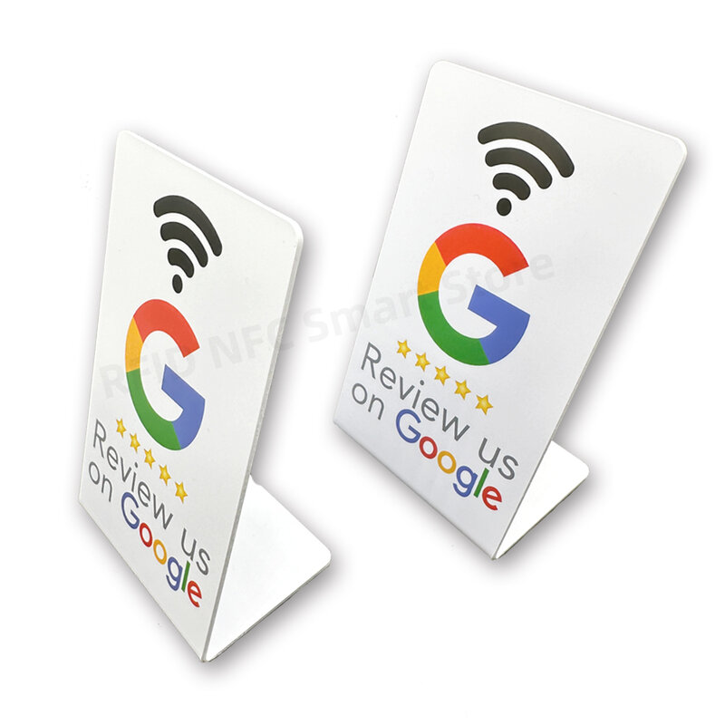 Stan nfc 13.56Mhz ulasan Google yang dapat diprogram NFC meja berdiri NT/AG213 NFC tampilan ulasan Google kartu nfc khusus