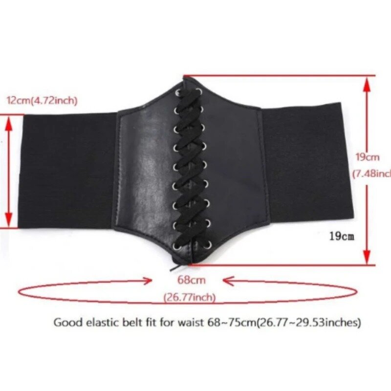 Cintura corsetto larga nera per donna cintura corsetto Vintage in vita snellente con lacci in pelle PU moda gotica per ragazze