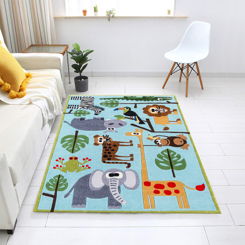 Children's room mats, small forest animals, retro robots. Made of soft flannel for living room and bedroom