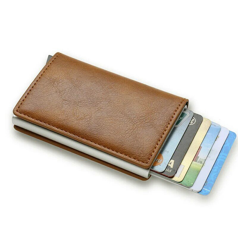 ANTI Rfid 신용카드 홀더 남성용 지갑, 은행 카드 홀더 케이스, 소형 가죽, 슬림, 얇은 매직 미니 지갑, 스마트 미니멀리스트 지갑