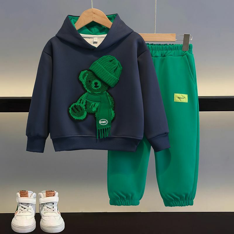 Autumn Baby Girl Boy Clothes Set Children Sports Cartoon Hoodies Sweatshirt Top and Pants Buttom Two Piece Suit Cotton Tracksuit