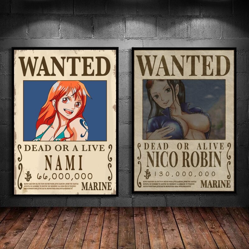 Japanese Classic Anime One Piece Nami WANTED Aesthetic Poster Cuadros Best Gift Modular Prints Decor Gifts Wall Decoration