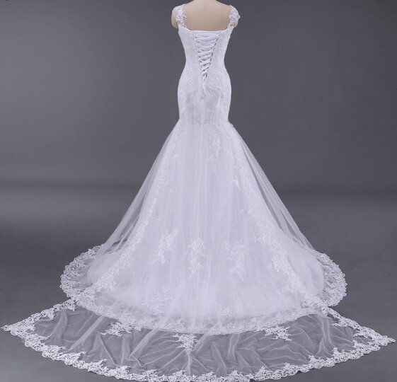 Женское кружевное платье с юбкой годе, дизайнерское Элегантное свадебное платье со шлейфом и V-образным вырезом, с аппликацией, 2024