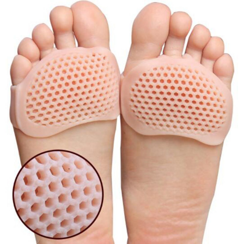 Almohadillas de metatarso de silicona para pies, separador de dedos, alivio del dolor, plantillas de masaje ortopédico, calcetines para el antepié, herramienta para el cuidado de los pies, 2 piezas