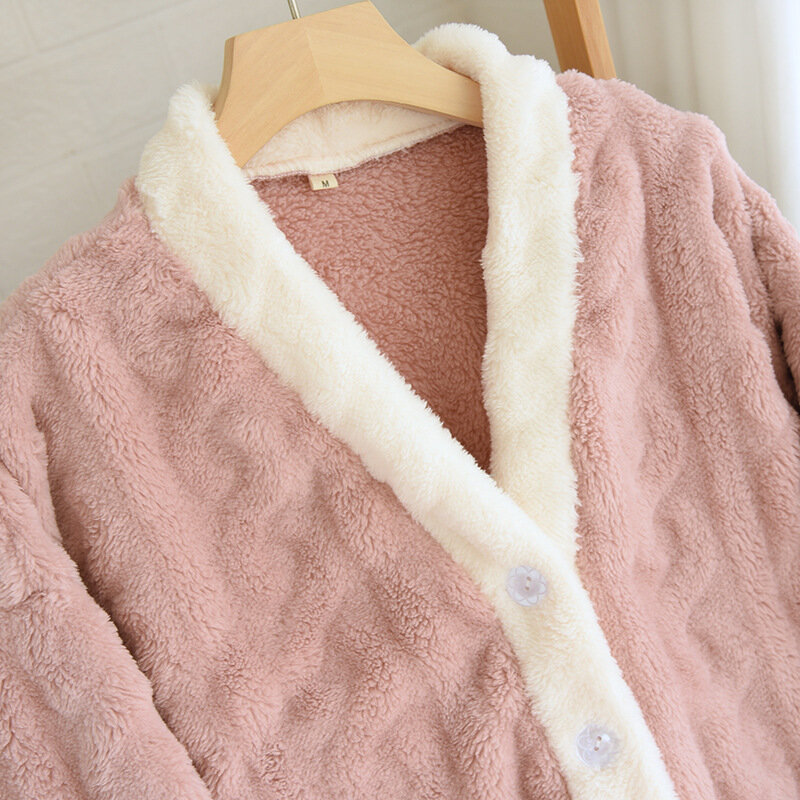 WPTCXH 2023 jesienno-zimowa piżama flanelowa dwuczęściowa bielizna nocna utrzymuje ciepły materiał aksamitny kardigan damski odzież domowa bielizna nocna