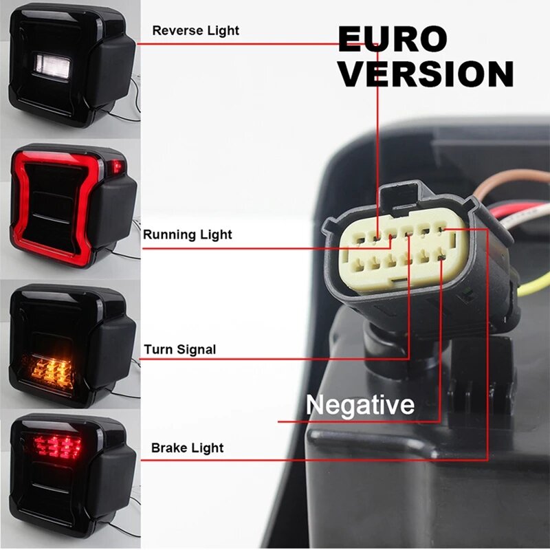 EURS 2 قطعة Wrangler JL 2018-2021 سيارة LED الذيل ضوء DRL الفرامل عكس بدوره إشارة الخلفية الضوء الخلفي الجمعية مصباح أحمر ل Jeep