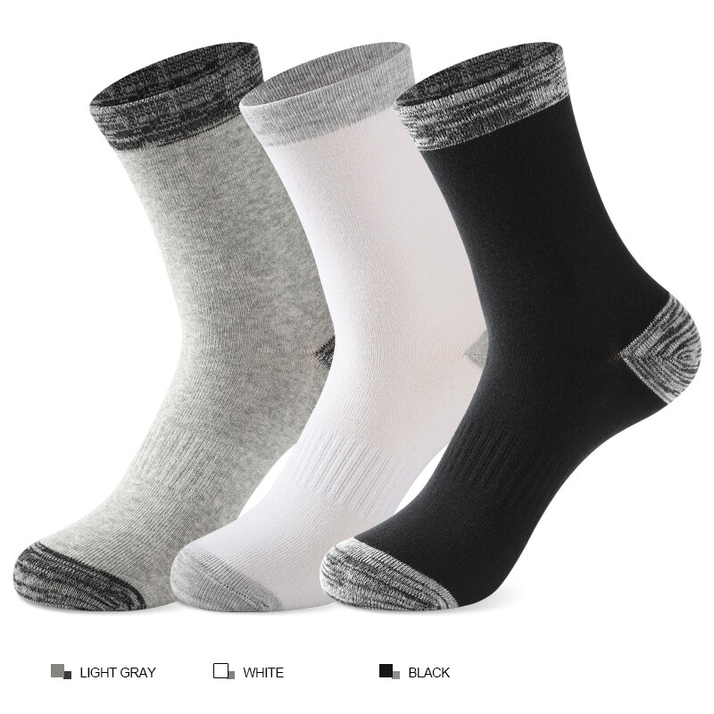 6 Pairs Hoge Kwaliteit Mid-Buis Mannen Sokken Zwart Leisure Sport Sokken Katoen Wandelen Running Lange Sokken Voor mannelijke Geschenken Size 38-45