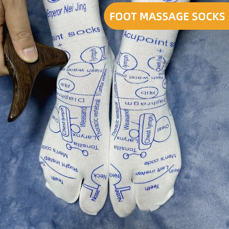 Calcetines meridianos Shiatsu para pies, herramientas de masaje de punto de gatillo, calcetines de pareja, 2 pares