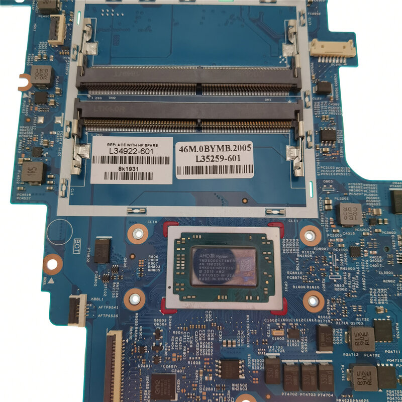 For HP x360 15-BQ Laptop Motherboard 16907-1  935101-601 935101-501 DDR4 With AMD R5-2500U CPU 448.0BY10.0011 100% fully tested