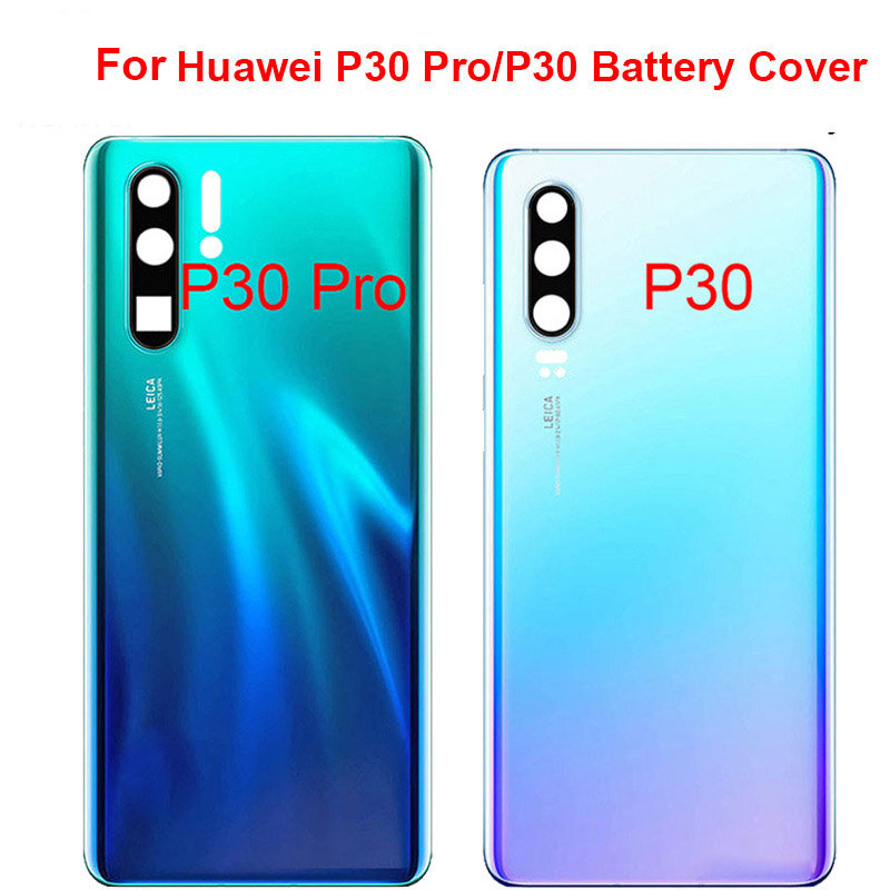 Kaca untuk tutup baterai Huawei P30 Pro pengganti casing belakang perumahan pintu belakang untuk penutup baterai Huawei P30 dengan lensa kamera