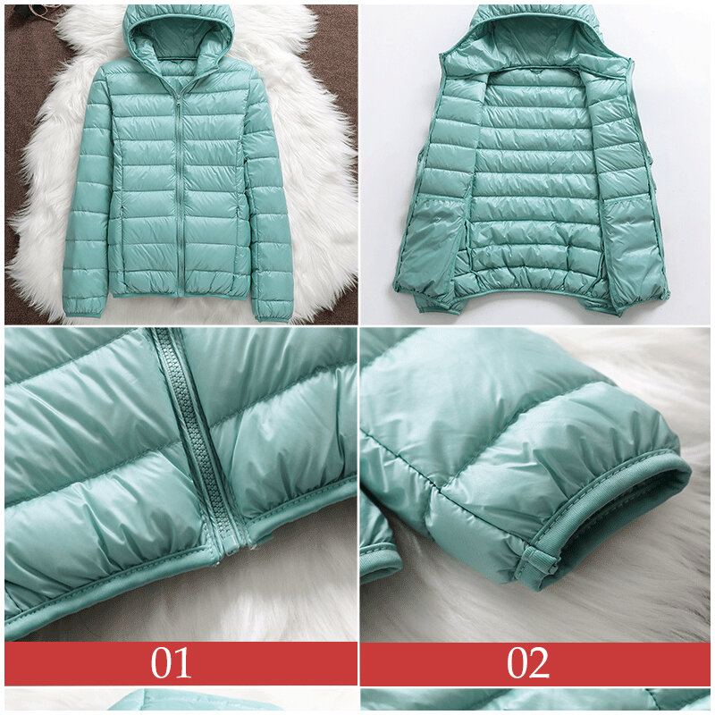 Abrigo de plumón de pato blanco para mujer, Parka a prueba de viento, chaqueta informal, cálida, delgada, ligera, Otoño e Invierno