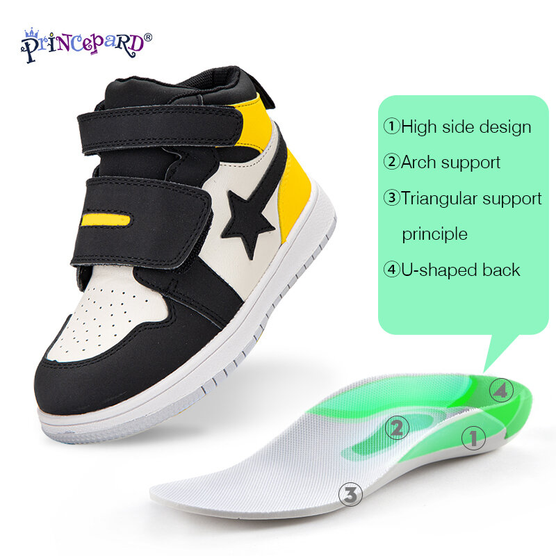 Princepard Children's Orthopedic Antiskid Shoes Casual Sneaker with Arch Support  Leather Correcting Shoes Boys and Girls