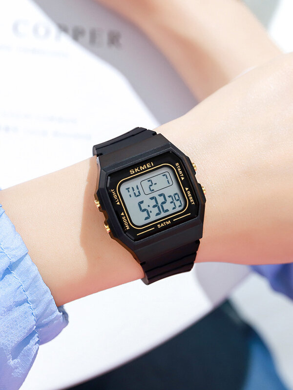 SKMEI นาฬิกาคู่สำหรับนักเรียน Jam Tangan elektronik 1683, นาฬิกากันน้ำ LED แบบเรียบง่ายระบบอิเล็กทรอนิกส์สำหรับผู้ชายและผู้หญิง