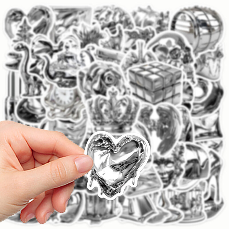 10/30/50pcs INS Retro Silver Art Style Stickers Aesthetic Graffiti Decals Decoration DIY Phone Case Water Bottle Suitcase Decals