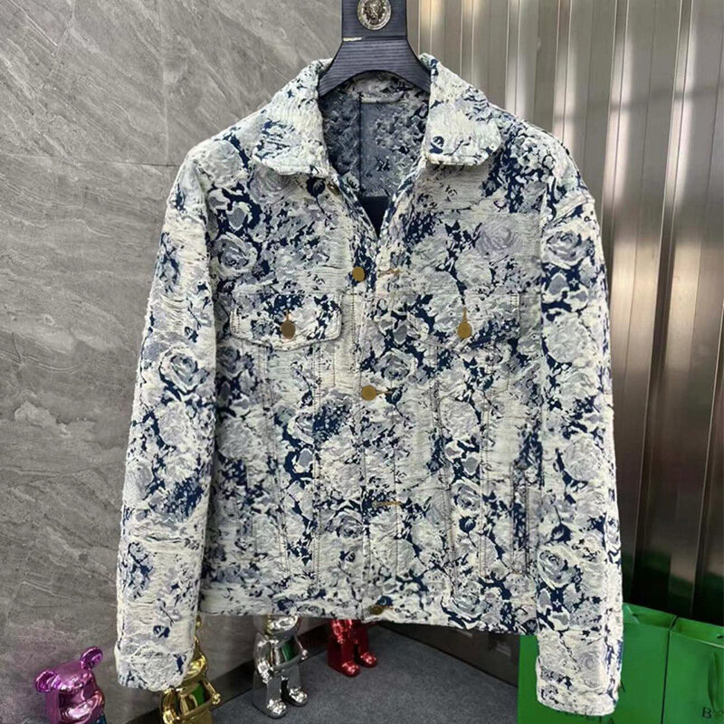 Jaqueta chique de botão masculino, Street Style, Casual