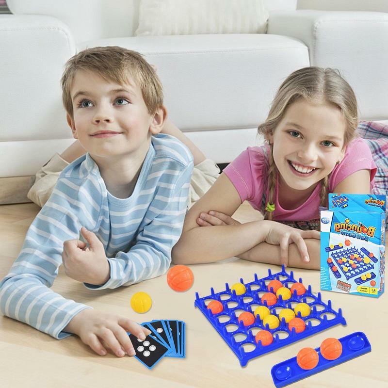 Jumping Ball Table Game Family Party Board Games Set Family Bouncing Balls Toy With 16 Balls 9 Challenge Cards And Game Grid For