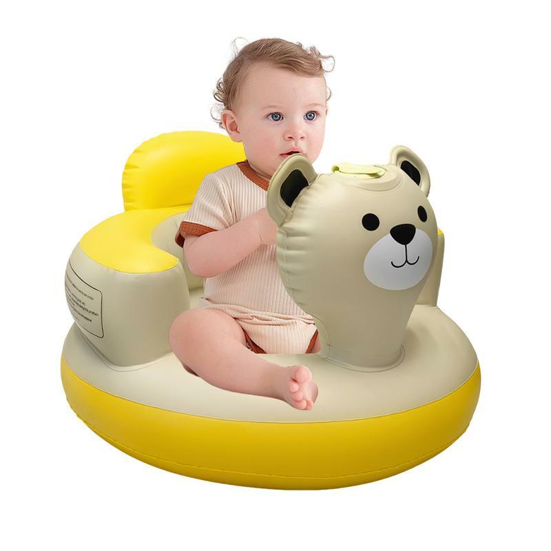 Kursi tiup portabel beruang lucu untuk bayi, kursi lantai bayi 6-24 bulan duduk anak-anak