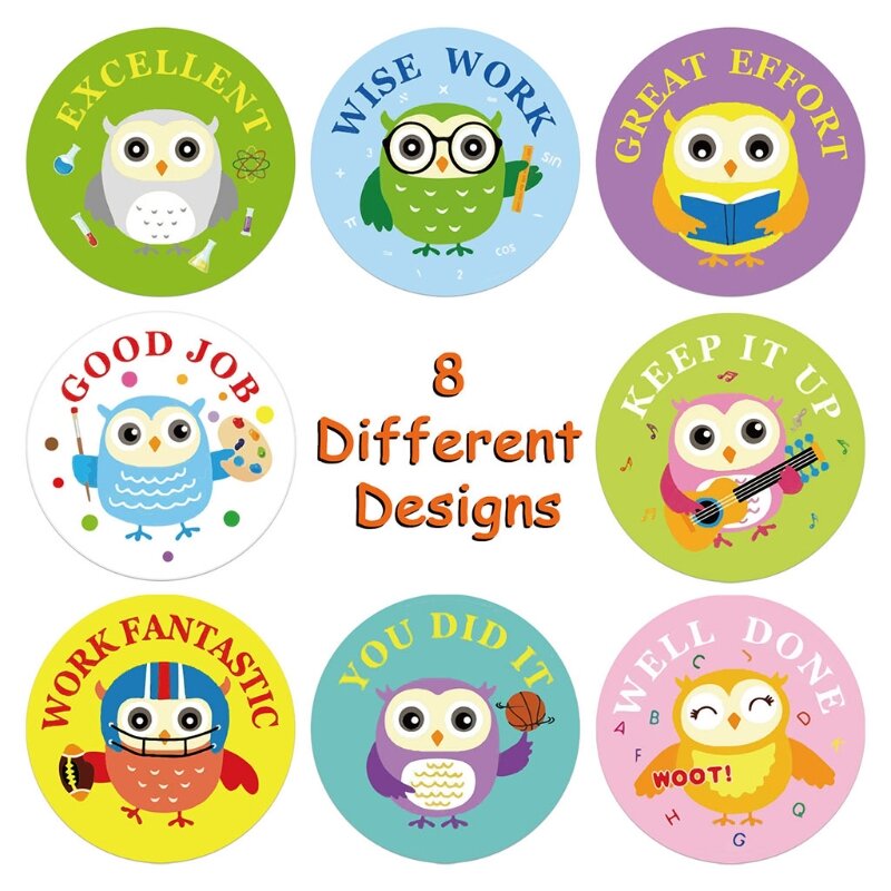 500Pcs/Roll Cartoon Animal Owl School Teacher Motivate Students Reward Stickers