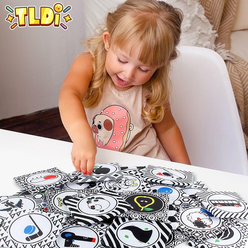 Baby Cloth Book Intelligence Fun Alphabet Card Soft Portable Set of Black and White Cloth Book Education Toys Newborn Gift