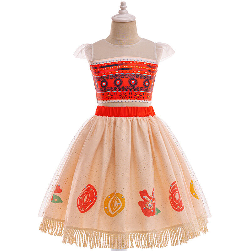 Moana Dress Girl Magic Ocean Travel Cosplay Costume T Tops And Skirt Tulle Sets Summer Princess Dress Daily Casual Outfits