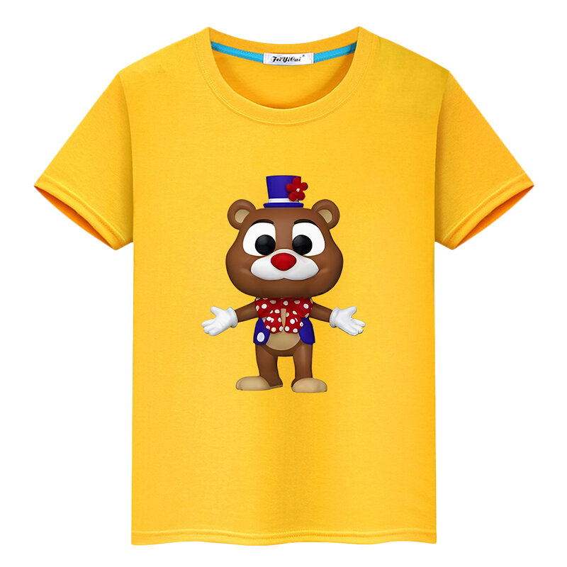 FNAF Print 100%Cotton T-shirt Casual Short boy girl anime Tees Summer kids holiday gift Bear Rabbit Game Kawaii Tops y2k clothes