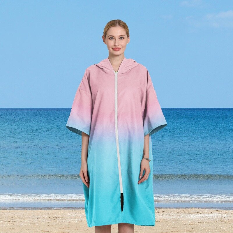 Poncho de Surf para mujer, de secado rápido Toalla de baño, capa con capucha, microfibra, manta de playa, cuerda de playa para niño y adulto