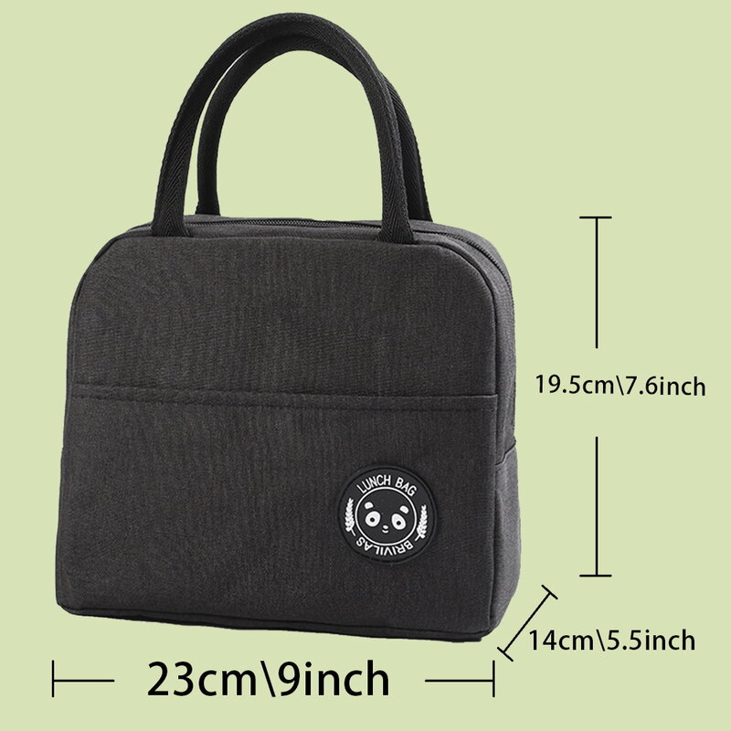 Portable Lunch Bag Unisex Thermal Insulated Kids Food Lunch Box Handbag Picnic for Work Cooler Storage Bags  White Letter Series