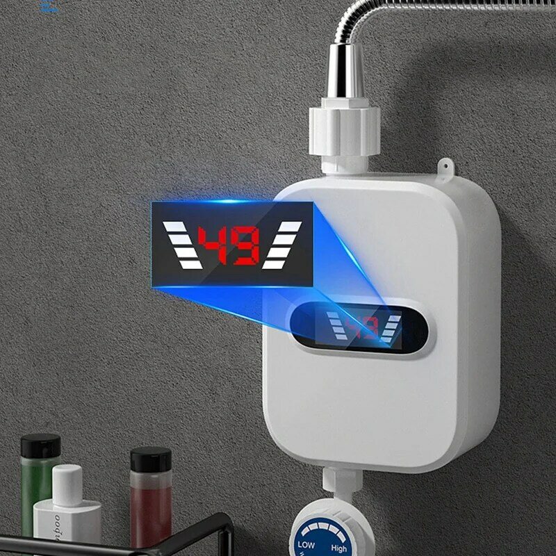 Szybki podgrzewacz wody prysznic 220V bateria do łazienki podgrzewacz ciepłej wody 3500W cyfrowy wyświetlacz ue wtyczka