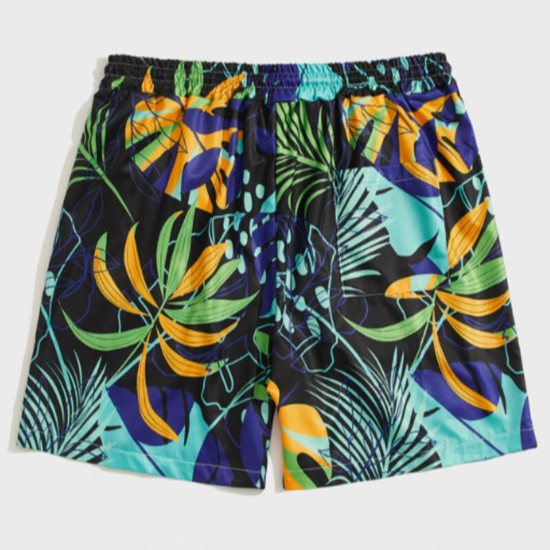 Hawaii Summer New 2024 Beach Pants Men Quick Drying Tropical Rainforest Print Shorts Loose Drawstring Swimming Trunks Vacation