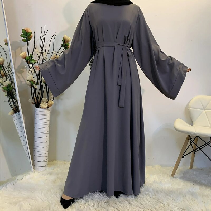 Busana Muslim Jilbab Dubai Gaun Panjang Abaya Wanita dengan Ikat Pinggang Pakaian Islam Gaun Abaya Afrika untuk Wanita Muslim Gaun