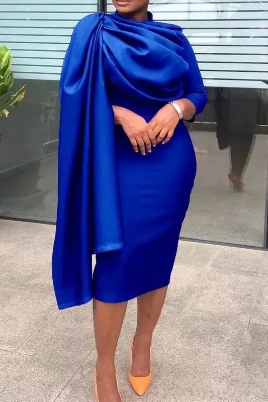 Gaun Afrika untuk wanita 2024 model baru musim semi Afrika lengan panjang warna Solid gaun Bodycon Midi pakaian Afrika Dashiki