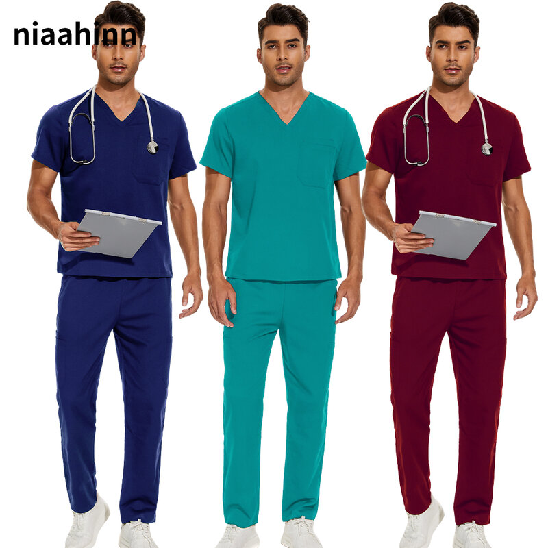 Uniforme de enfermera Unisex de alta calidad, traje de enfermera, conjunto médico de tienda de belleza para mascotas, uniformes de Spa para mujeres, ropa de trabajo de gran tamaño