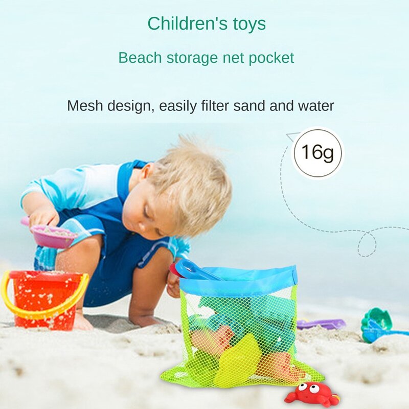 6-Pack Mesh Beach Bag Kids Seashell Bags Toy Storage Bag Swim Picnic Strap Mesh Beach Bag
