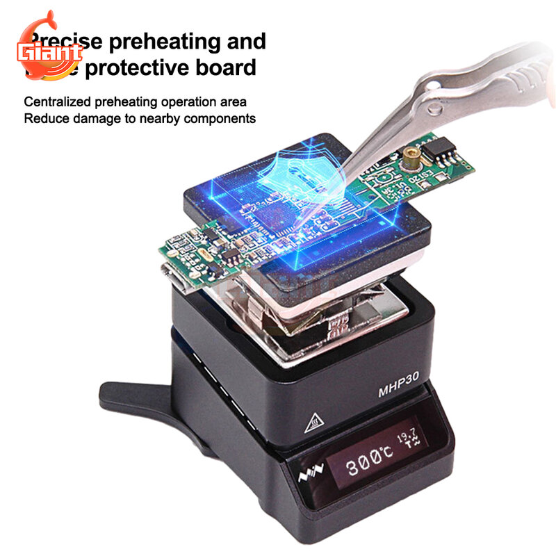 MHP30 stasiun solder pelat panas Mini SMD alat perbaikan papan PCB pelat pemanas pra-pemanas stasiun ulang cerdas