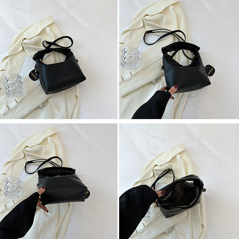PU Trendy Shoulder Bag Gifts Simple Large Capacity Leather Handbags Zipper Contrast Crossbody Bag