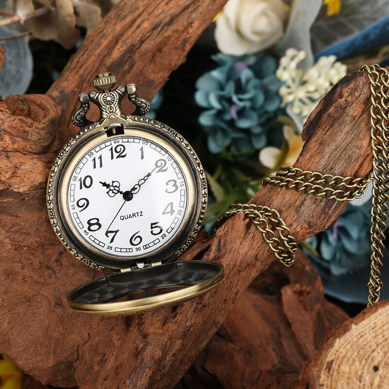Уникальный подарок, винтажные модные бронзовые мужские карманные часы с отверстиями, тонкая цепочка, бирка с компасом, ностальгические унисекс Подвесные часы, сувенирные часы