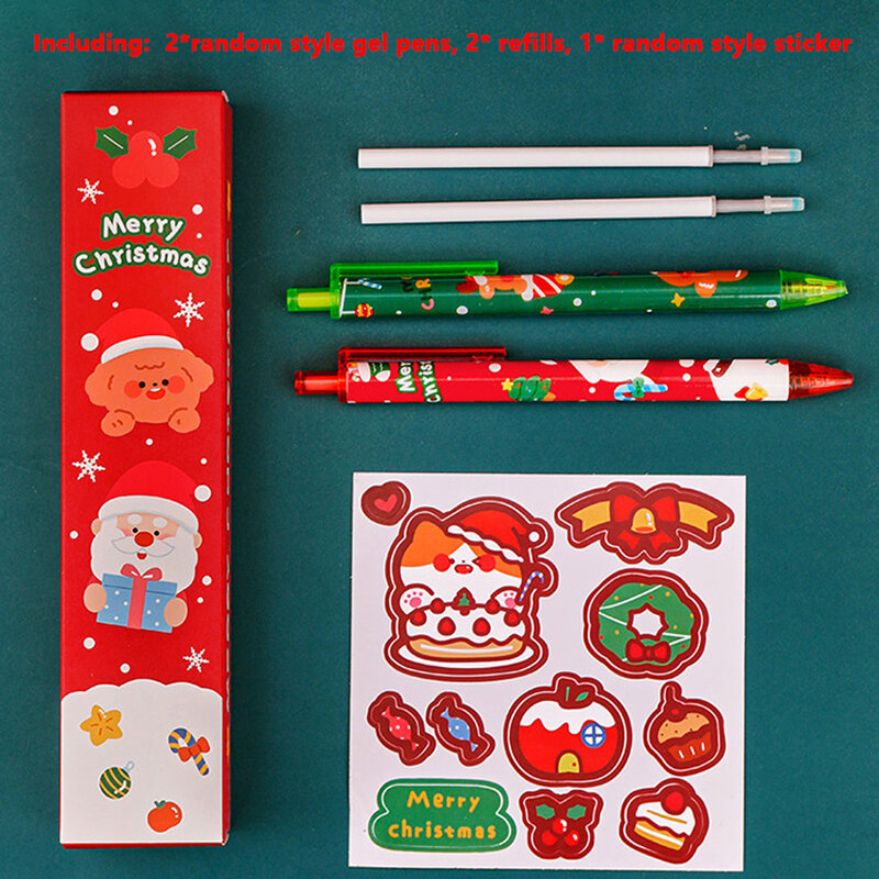 Рождественская искусственная гелевая ручка, творческая мультяшная ручка для подписи, выдвижная ручка для письма, студенческие канцелярские товары, рождественские подарки
