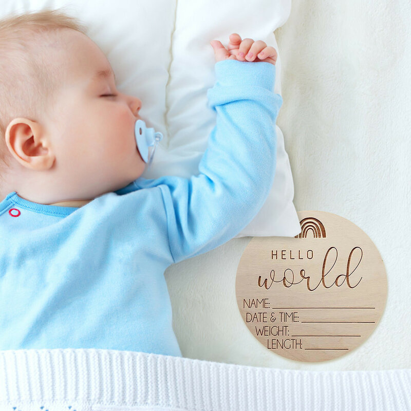 Nowonarodzone ogłoszenie znak drewniane dziecko przyjazd znak nowe dziecko ogłoszenie drewniana tablica znak tęczy noworodka znak witający gości dziecka