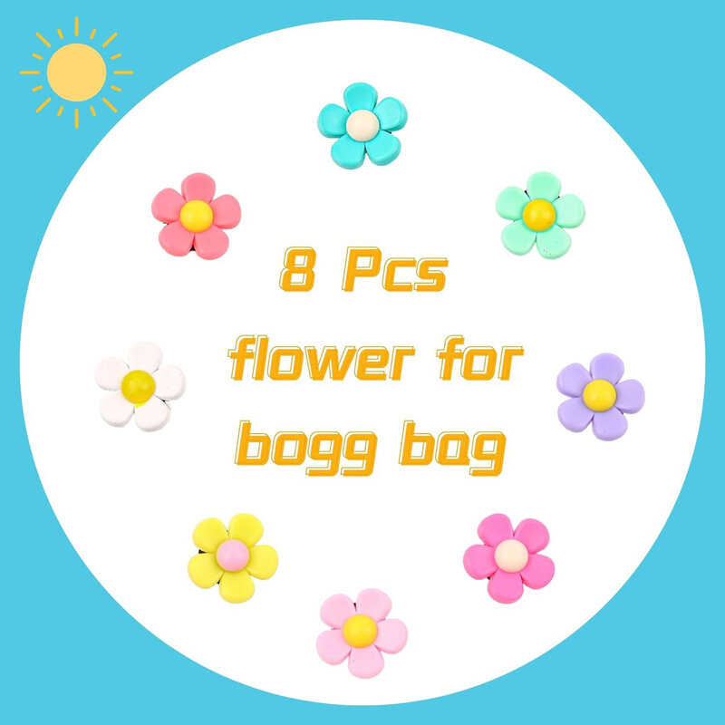 Colorful Flower Ornament for Bag Party Favor Gifts Mix Color Bag Buckle Compatible with All Hole Tote Bags