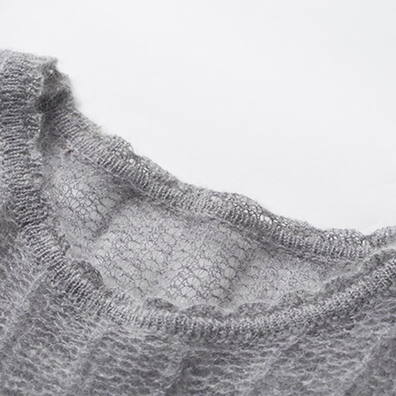 Suéter de punto transparente para mujer, Jersey fino, básico, coreano, calado, talla grande, SA171S50, novedad de otoño, 2020