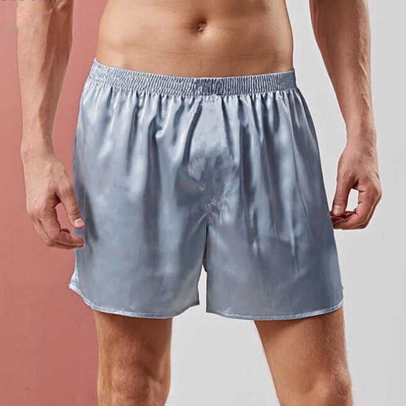 Męskie seksowne gładka jedwabna satynowa piżama spodenki piżama spodnie do spania wygodne spodnie luźne męskie miękkie Sleep Lounge Boxer