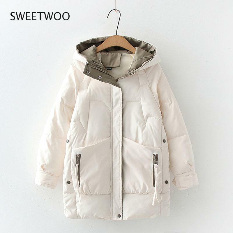 2022 Women Winter Thick Hooded Down Jacket Cotton Long Warm Padded Parka for Women  2Xl Winter Coat Fashion Tide Chic