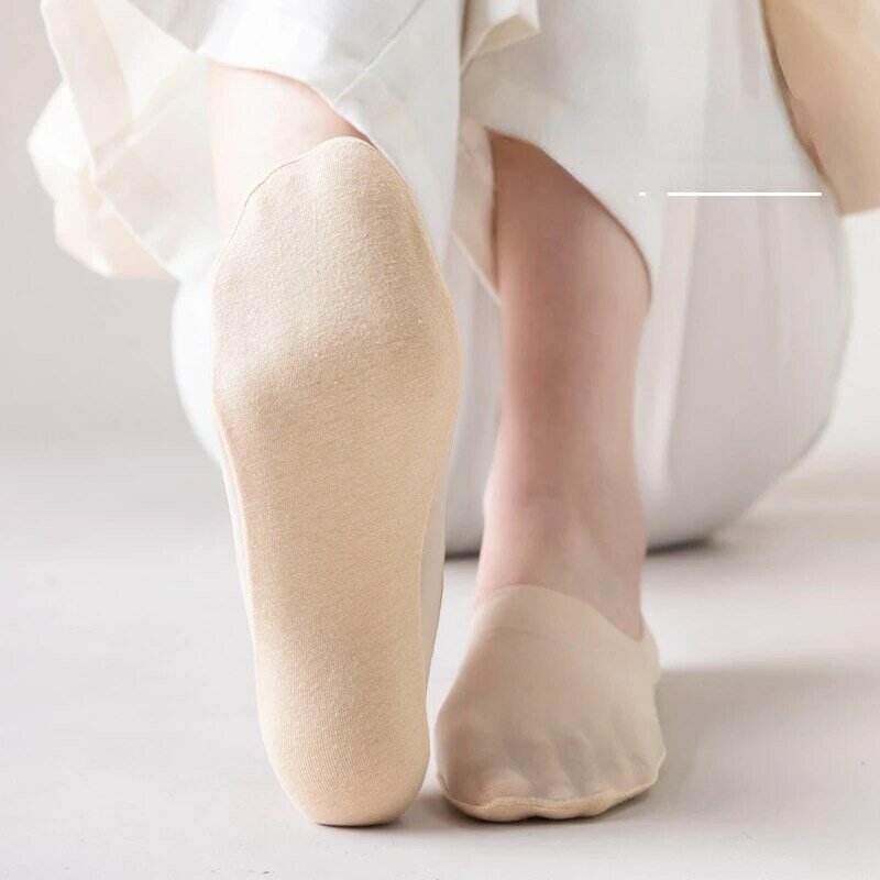 Invisible Silicone Anti-slip No Show Socks Summer Ultra-thin Breathable Sock Slippers Solid Color Ice Silk Low Cut Boat Socks